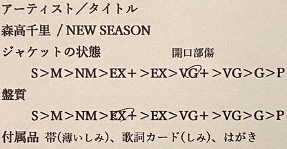 森高千里 『NEW SEASON』 LP K-12533 | SEVEN TAILS RECORDS